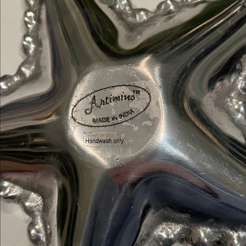 Artimino Silver Beaded Star Platter Trinket Dish Tarnish-Free Polished Aluminum - Picture 3 of 8